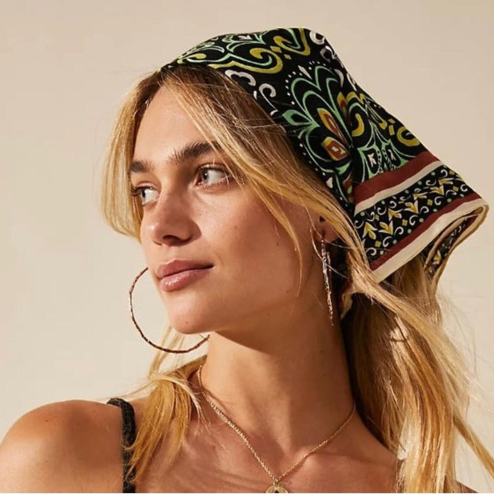 Free People Set of Two Mod Mosaic Print Bandana Scarf NWOT One Size 29x29